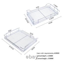4pcs/set Pull Out Baskets Kitchen Cabinet Drawer Chrome Runners Larder Cupboards