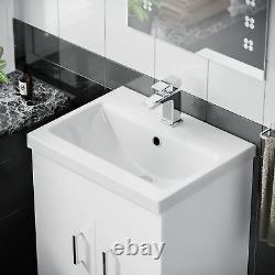 500mm White Basin Sink Flat Pack Vanity Unit Floor Standing Nanuya