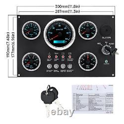 5 Gauge Set with Instrument Panel 0-6000RPM 7 Colors LED For Marine Boat Yacht