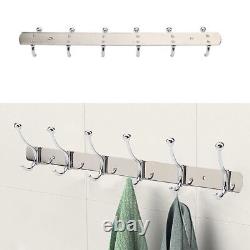 6/6 Hooks Coat Hat Clothes Holder Rack Hook Wall Hanger Stainless Steel UKED