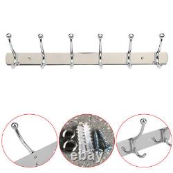 6/6 Hooks Coat Hat Clothes Holder Rack Hook Wall Hanger Stainless Steel UKED