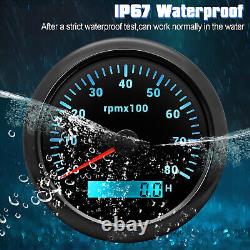 6 Gauge Set 85mm GPS Speedometer 160MPH Tachometer 0-8000RPM Waterproof for Boat