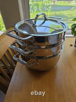 ALL-CLAD 10Double Steamer Pot with 2 Baskets USA Used Once EUC