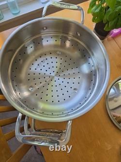 ALL-CLAD 10Double Steamer Pot with 2 Baskets USA Used Once EUC