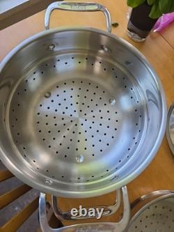 ALL-CLAD 10Double Steamer Pot with 2 Baskets USA Used Once EUC