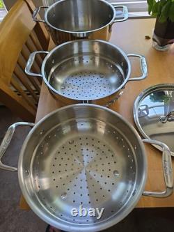 ALL-CLAD 10Double Steamer Pot with 2 Baskets USA Used Once EUC