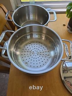 ALL-CLAD 10Double Steamer Pot with 2 Baskets USA Used Once EUC