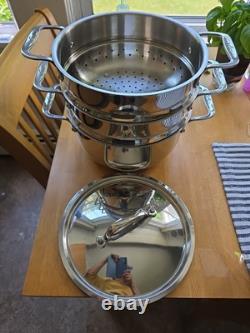 ALL-CLAD 10Double Steamer Pot with 2 Baskets USA Used Once EUC