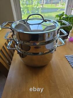 ALL-CLAD 10Double Steamer Pot with 2 Baskets USA Used Once EUC