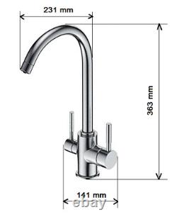 AQUAPHOR 3 Way Tap Water Filter Kitchen Sink Mixer Twin Lever