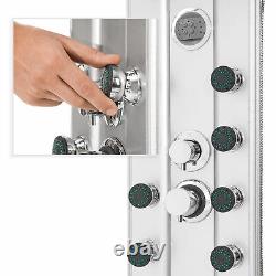 Aluminium shower tower panel with hand shower & massage jets rain column wall