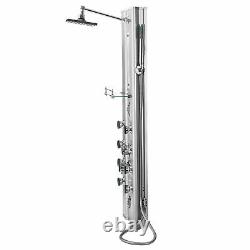 Aluminium shower tower panel with hand shower & massage jets rain column wall