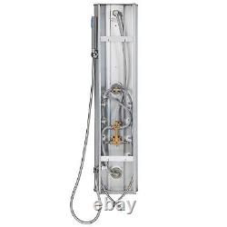 Aluminium shower tower panel with hand shower & massage jets rain column wall