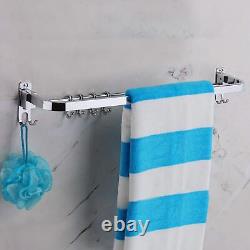 Anti Rust 304 Grade Stainless Steel Folding Towel Rod with Hooks For Bathroom