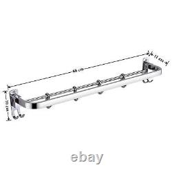 Anti Rust 304 Grade Stainless Steel Folding Towel Rod with Hooks For Bathroom