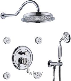 Antique Shower Faucet Set 9'' Rainfall Overhead Shower & Handheld Shower Fixture