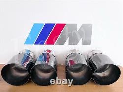 BMW M LOGO 3.75 95mm SHADOW BLACK CHROME EXHAUST TIPS M2 M3 F80 M4 M5 F10 M6