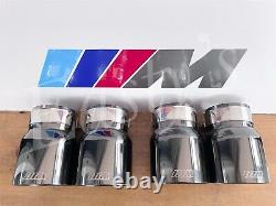 BMW M LOGO 3.75 95mm SHADOW BLACK CHROME EXHAUST TIPS M2 M3 F80 M4 M5 F10 M6