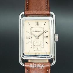 BOXED MINT BURBERRY BU1202 Tank shape small second New Band Square MEN Watch