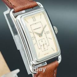 BOXED MINT BURBERRY BU1202 Tank shape small second New Band Square MEN Watch