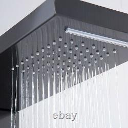 Back Massage Shower Panel Column Tower Shower Set Handheld Stainless Steel Black