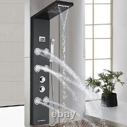 Back Massage Shower Panel Column Tower Shower Set Handheld Stainless Steel Black