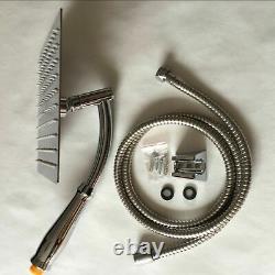 Bath Shower Mixer Tap Set with 200mm Square Shower Head Extension Arm & Hose Kit