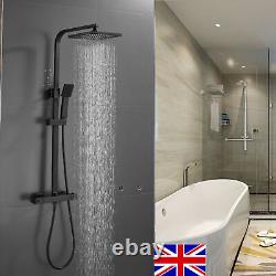 Bathroom Shower Mixer Set Square Head Black Twin Head Exposed Rainfall Valve
