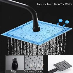 Bathroom Shower Mixer Set Square Head Black Twin Head Exposed Rainfall Valve