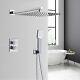 Bathroom Thermosmatic Shower Mixer Chrome Square Twin Head Concealed Valve Set