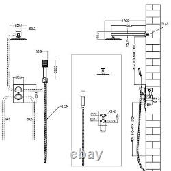 Bathroom Thermosmatic Shower Mixer Chrome Square Twin Head Concealed Valve Set