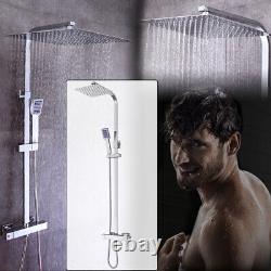 Bathroom Thermostatic Exposed Shower Mixer Rain Bath 12 Large Square Set Chrome