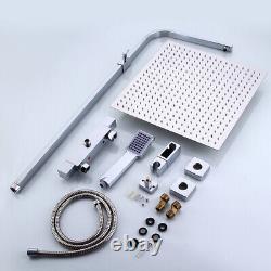Bathroom Thermostatic Exposed Shower Mixer Rain Bath 12 Large Square Set Chrome