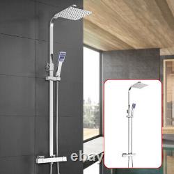 Bathroom Thermostatic Exposed Shower Mixer Rain Bath 12 Large Square Set Chrome