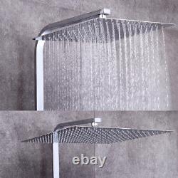 Bathroom Thermostatic Exposed Shower Mixer Rain Bath 12 Large Square Set Chrome