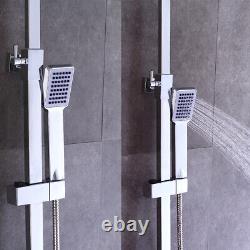 Bathroom Thermostatic Exposed Shower Mixer Rain Bath 12 Large Square Set Chrome