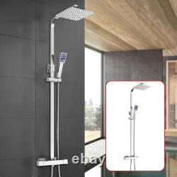 Bathroom Thermostatic Exposed Shower Mixer Rain Bath 12 Large Square Set Chrome