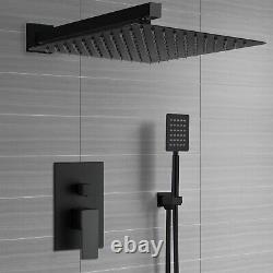 Bathroom Thermostatic Mixer Shower Set Square Bar Large Twin Head Exposed Valve