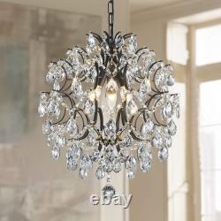 Bestier Black Modern Pendant Chandelier Crystal Raindrop Lighting Ceiling Light