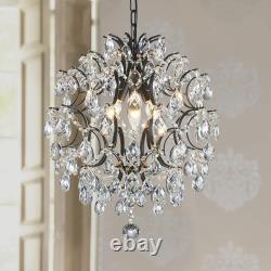 Bestier Black Modern Pendant Chandelier Crystal Raindrop Lighting Ceiling Light