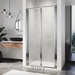Bi Fold Shower Enclosure Door Wet Room Tempered Glass Cubicle Walk In Screen
