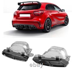 Black Chrome 2pcs Quad Exhaust Tips Stainless Steel Fit For MercedesAMG A45 W176