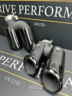 Black Chrome Exhaust Tailpipe Tips Porsche Macan 2.0T 95B 2014-2018 Stainless
