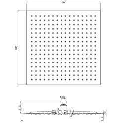 Black Square 300mm Fixed Shower Head
