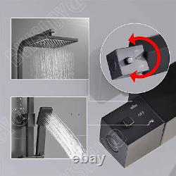 Black shower set 20X20cm Square Head Bathroom Thermostatic with 1.5M Hose UK