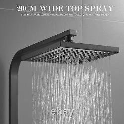 Black shower set 20X20cm Square Head Bathroom Thermostatic with 1.5M Hose UK