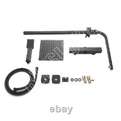 Black shower set 20X20cm Square Head Bathroom Thermostatic with 1.5M Hose UK