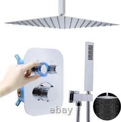 Brass 2 Ways Thermostatic Shower System 16 Inch Ceiling Mount Shower Faucet Set