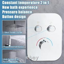 Brass 2 Ways Thermostatic Shower System 16 Inch Ceiling Mount Shower Faucet Set