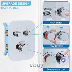 Brass 2 Ways Thermostatic Shower System 16 Inch Ceiling Mount Shower Faucet Set